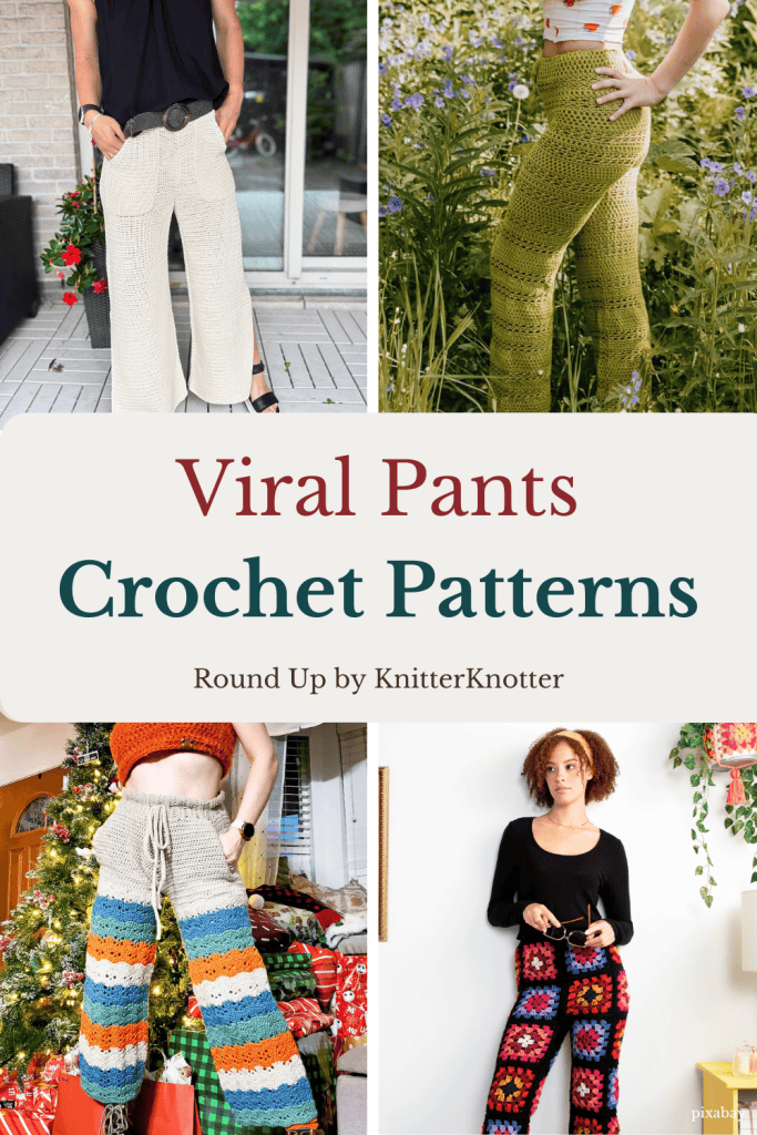 Viral crochet pants patterns featuring trendy and eye-catching handmade designs popular on social media.
